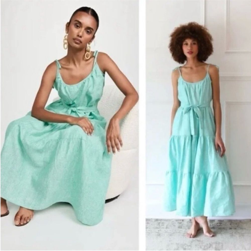 Mille Maui Dress in Green Stripes Sz M NWT $298